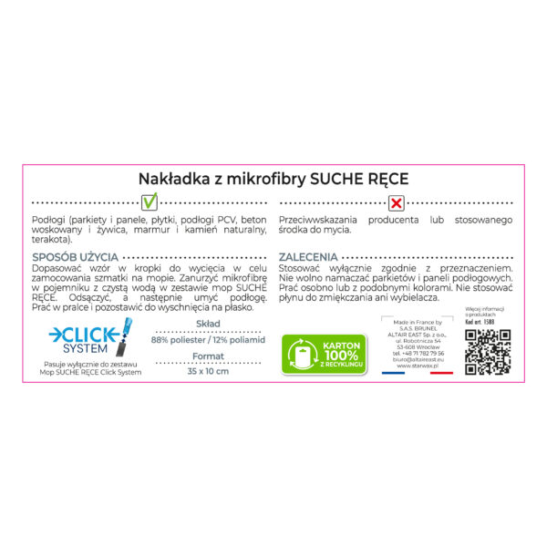 NAKŁADKA Z MIKROFIBRY SUCHE RĘCE, CLICK SYSTEM X1 STARWAX - obrazek 3